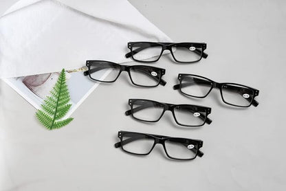Eyekepper Vintage Reading Glasses for Men - 5 Pack Spring Hinges Classic Readers - Black Frame +0.50