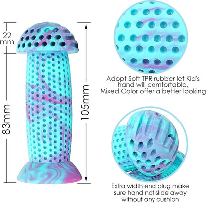 Kids Bike Grips - 105mm Bicycle Handlebar Grips With Mushroom Pattern for Bikes, Balance Bikes, and Kick Scooters