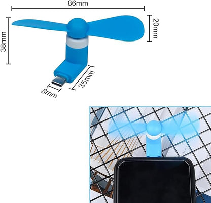 PCTC Type C Mini Phone Fan Type C Compatible with Samsung Galaxy S24 / S23 / 23 Ultra/ 24 Ultra, Compatible with Apple iPhone 15/15 Pro /15 Pro Max, for Moto Razr 40 Ultra /g54/Edge S Pro(3 Packs)