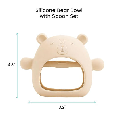 Lulyboo Silicone Teething Baby Bear, Soft and Durable Easy Grip Teether, Self Soothing Pain Relief for Teething, 0-12 Months (Ivory)