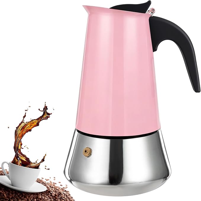 6 Cup Stovetop Espresso Maker Stainless Steel Moka Pot Stove Top Percolator Italian Coffee Makers Capable Mocha Greca Machine Cafe Classic Induction Cookers for Home and Camping 300ml 10oz