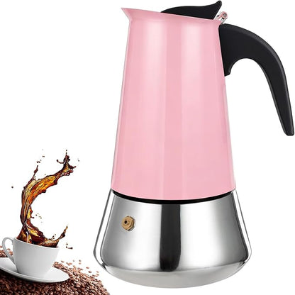 6 Cup Stovetop Espresso Maker Stainless Steel Moka Pot Stove Top Percolator Italian Coffee Makers Capable Mocha Greca Machine Cafe Classic Induction Cookers for Home and Camping 300ml 10oz