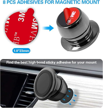 pop-tech Sticky Adhesive Replacement for Magnetic Car Mount, 8PCS Circular Heat Resistant Double Sided Strong Sticker Pads for Magnet Cell Phone Stand & Finger Ring Holder & Socket Grip Base
