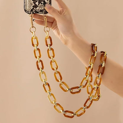 Phone Crossbody Chain Cell Phone Lanyard,Acrylic Shouder Strap Universal Cellphone Chain Strap with Tether Patches Compatible with Most Phones Bag Purse