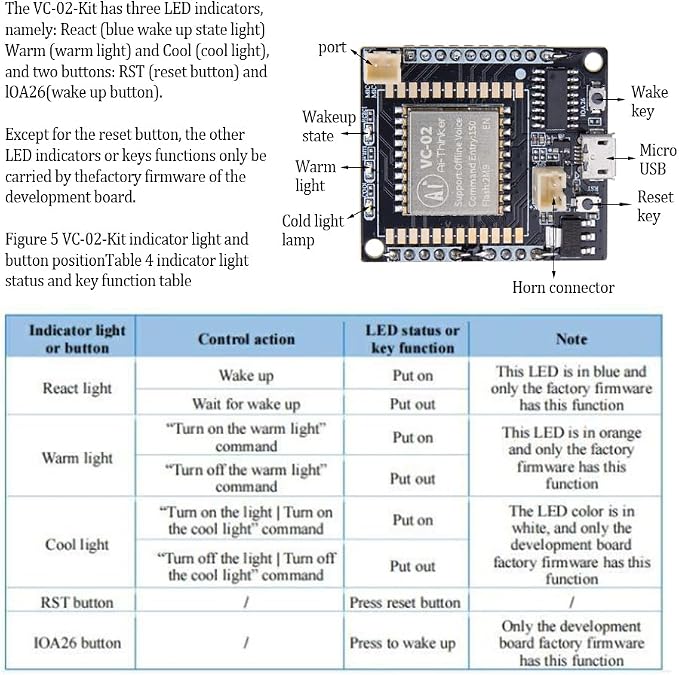 1Pcs VC-02-Kit Voice Control Module Intelligent Offline Speech Module for Smart Home Devices & Lighting Voice Recognition Development Board
