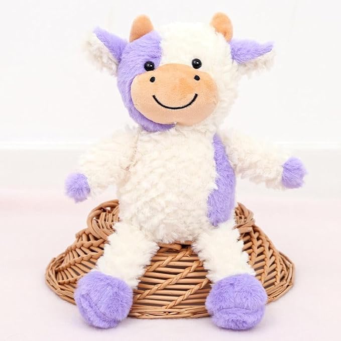YUKOUQIAN Cow Stuffed Animal Cow Plush Doll Toy 11.8 inch for Girls Boys Christmas Children's (Stand Cow Purple)