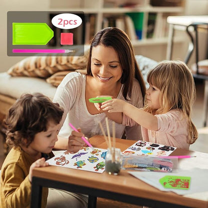 Labeol Diamond Art Kits for Kids Boys and Girls Ages 6-8-10-12 Easy to DIY Creative Diamond Art Sticker Craft by Numbers Kits for Kids and Adult Beginners (Animal)
