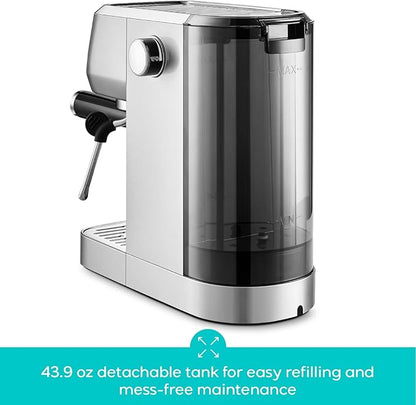 CASABREWS 3700 Essential Stainless Steel Espresso Machine with Steam Wand | 20-Bar Italian Pump, Powerful Steam Wand, 43.9oz Removable Water Tank, Compact Espresso Maker for Home, Cappuccino & Latte