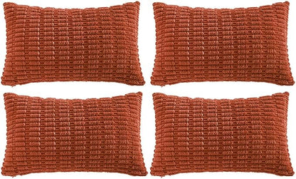 Fancy Homi 4 Packs Decorative Throw Pillow Covers for Living Room Couch Bed, Modern Farmhouse Boho Home Décor Accent Cushion Case, 24" x 12", Burnt Orange