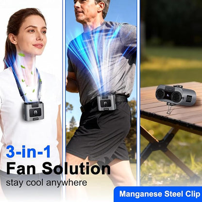 CAZOKASI 2026 Upgrade 20000mAh Waist Clip Fan Wearable Fan Portable Personal Body Fan Powerful Upto 36H Cooling and Heatstroke Prevention Fan (20000mAh/Grey)