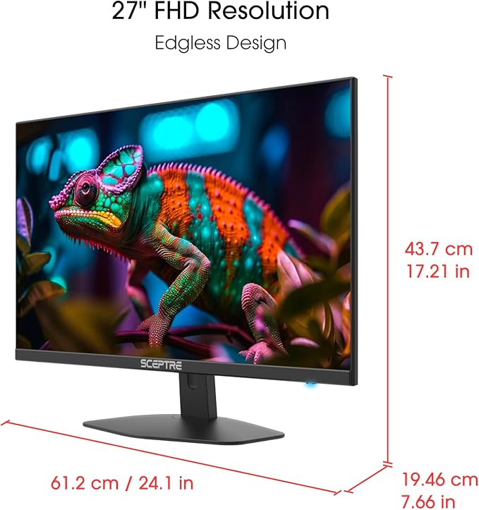Sceptre 27-inch Prime Gaming Monitor 100Hz 1ms DisplayPort HDMI x2 100% sRGB AMD FreeSync Build-in Speakers, Eye Care Frameless Machine Black 2025 (E275W-FW100T Series) | 1ms Blur Reduction/5ms G-to-G, 100% Srgb, Amd Freesync, Dp1.2 Plus 2×hdmi2.0, 2×2...