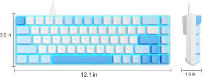MageGee Portable 60% Mechanical Gaming Keyboard, MK-Box LED Backlit Compact 68 Keys Mini Wired Office Keyboard with Red Switch for Windows Laptop PC Mac - Sky Blue