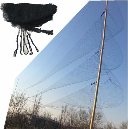 Mist Net Deep Pockets Nylon 110/2D 15mm Mesh Size Bird Netting,Invisible Net,Anti Wind System,Airport Bird Prevention (10x50 ft)