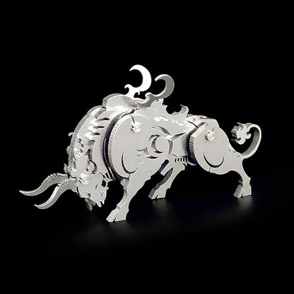 Microworld 3D Metal Puzzle, Mechanical Cow Metal Model Kits, Steel Warcraft Collection Challenge 3D Puzzles Brain for Adult Teaser DIY Animal Art Craft Decoration Mini Gifts