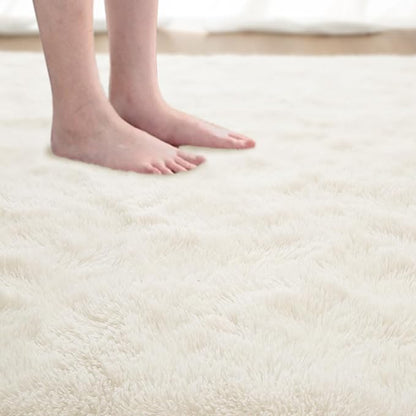 Softlife Rug for Living Room 6x9 Feet Area Rug for Bedroom Super Soft Shaggy Rugs for Kids Room Fluffy Fuzzy Carpets Long Plush Bedside Rug Nursery Christmas Home Decor for Boys Girls, Creamy White