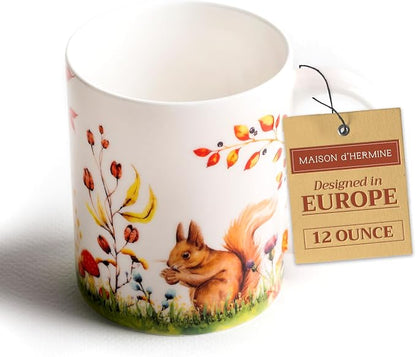 Maison d' Hermine Coffee Mug with Handles Tea Cups (12 Ounce, Pack of 1) | Fine Bone China Coffee Mugs for Hot Beverages Cappuccino Latte Home Restaurant Hotel Spring Summer -Sous-Bois - Sous-Bois