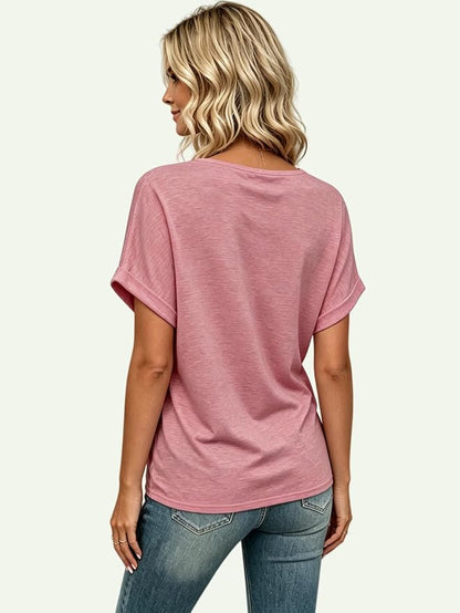 T Shirts Short Sleeve V Neck Tees Womens Tops Beach Vacation Fashion Clothes 2026 Casual Summer Spring Fall Outfits
