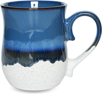 Bosmarlin Large Ceramic Coffee Mug, 20 Oz, Big Tea Cup for Office and Home, Dishwasher and Microwave Safe(20 Oz, Deep Blue)