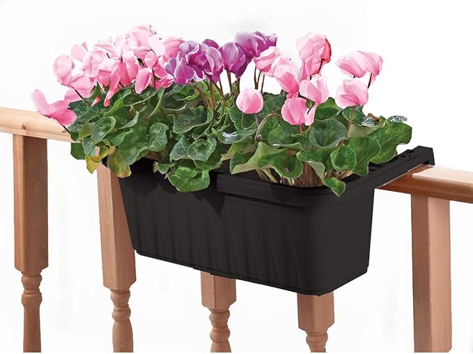 Apollo Exports International 24" Adjustable Railing Planter, Black