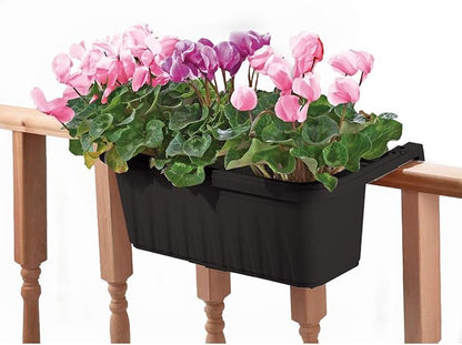 Apollo Exports International 24" Adjustable Railing Planter, Black
