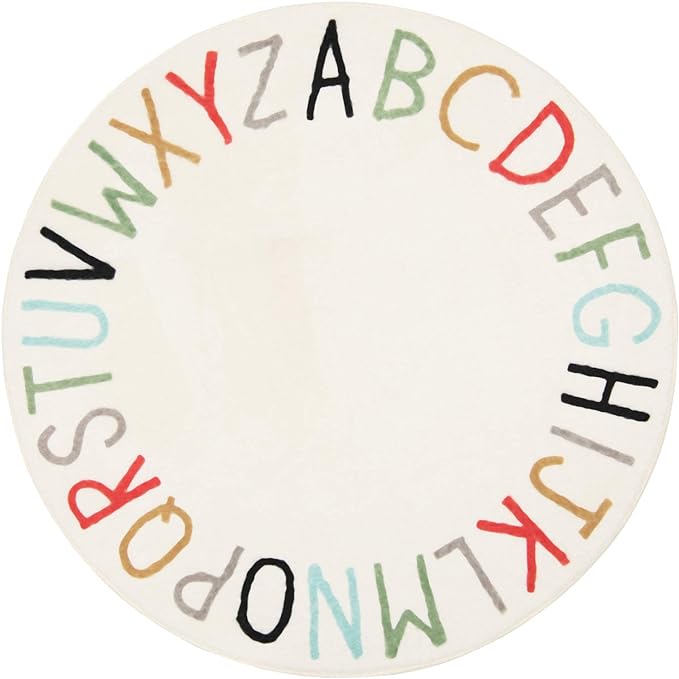 Topotdor Rainbow Round Kids Play Rug Alphabet Nursery Area Rug Extra Large Soft Crawling Play Mat for Children Toddlers Bedroom (40 inch, Multi Color)
