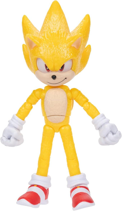 Sonic The Hedgehog 3 Movie Action Figures - 5-Inch Super Sonic The Hedgehog Collector Toy Figure, Highly Articulated for Boys & Girls - Officially Licensed 3 Movie Product
