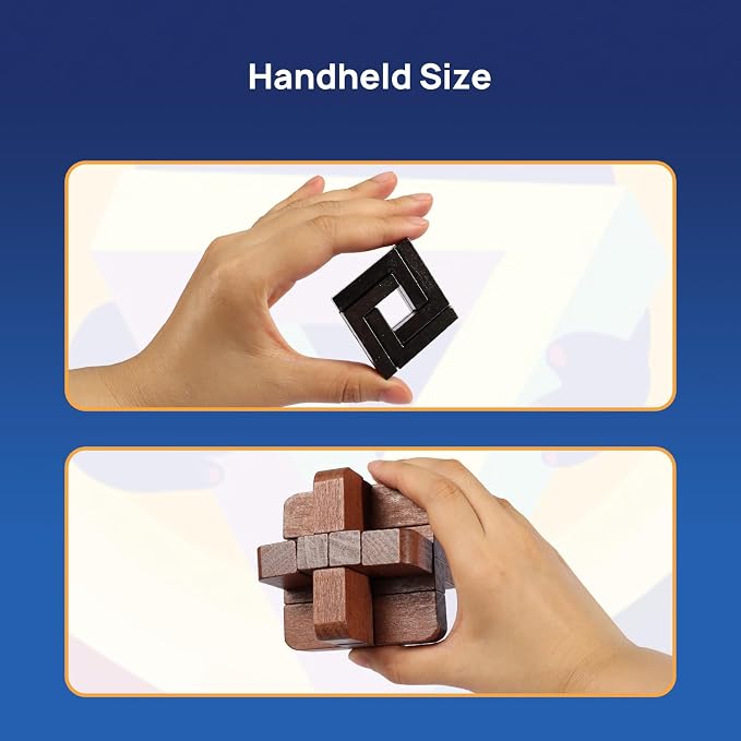 9pcs Puzzles Bulk Gift for Kids, Teens, and Adults Retro Wooden and Metal Unlock Interlock Brain Teaser Toys.