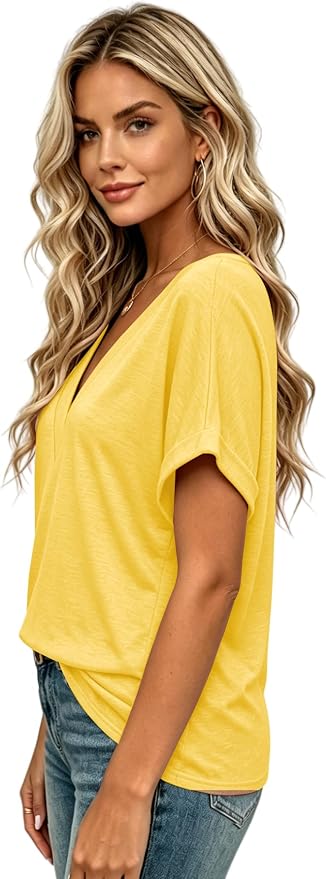 T Shirts Short Sleeve V Neck Tees Womens Tops Beach Vacation Fashion Clothes 2026 Casual Summer Spring Fall Outfits