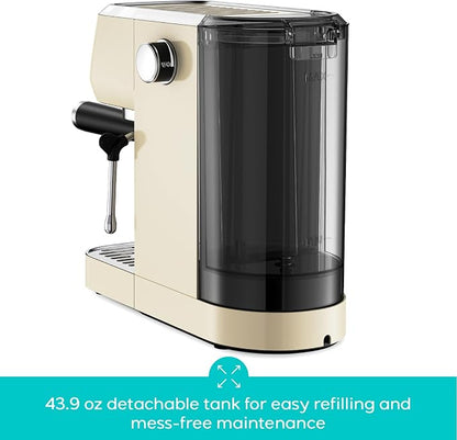 CASABREWS 3700 Essential Espresso Machine, Stainless Steel Espresso Maker | 20-Bar Italian Pump, Powerful Steam Wand, 43.9oz Removable Water Tank, Compact Espresso Maker for Home, Cappuccino & Latte