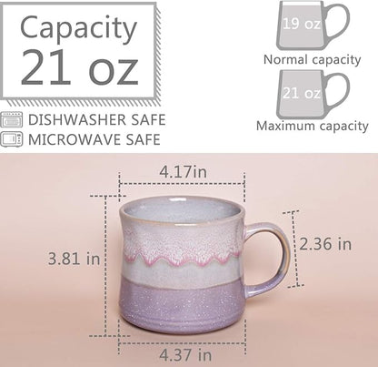 Bosmarlin Large Ceramic Coffee Mug, Big Tea Cup, 7 Colors to Choose, 21 Oz, Dishwasher and Microwave Safe, 1 PCS (Purple)