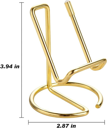 ROPOSY 2 Pack Cell Phone Stand for Desk, Cute Metal Gold Cell Phone Stand Holder Desk Accessories, Compatible with All Mobile Phones, iPhone, iPad