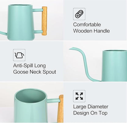 Watering Can Indoor Plants, 35 oz/1000 ml Metal Stainless Steel Watering Can Pot with Long Spout for Indoor House Plants Bonsai Outdoor Garden Flower Decorative (Green