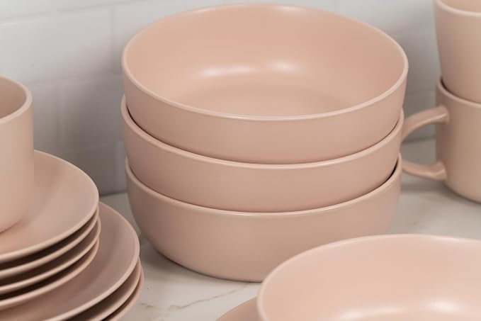 10 Strawberry Street Wazee Matte Coupe Dinnerware, Bowl, Blush, Set of 6