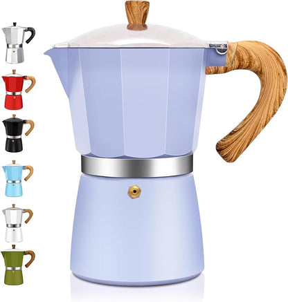 6 Cup Aluminum Espresso Stovetop Moka Pot Express Coffee Maker Percolator Italian Classic Mocha Coffee Machine for Italian and Cuban Cafe Brewing for Home & Camping 300ml 10oz