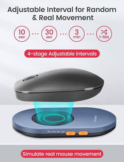 Vaydeer Ultra Slim Mouse Mover, Air 3 Mouse Jiggler with Adjustable Interval Timer, Undetectable & Noiseless, Simulates Realistic Movement, Driver-Free Shaker for Keeping The PC Active (Misty White)