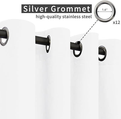 Easy-Going Linen Look Outdoor Curtains Waterproof Windproof Porch Curtains, Soft Thicken Outdoor Privacy Curtains for Patio, Gazebo, Grommet Top and Tab Bottom Drape, 1 Panel, 110x108 inch, White
