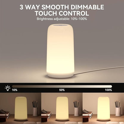 Touch Bedside Table LED Lamp, [Sleek Design & RGB Mode] Multi-Color Dimmable with Warm White Lights, Birthday Gifts for Women Mom, Smart Nightstand Small Lamp for Bedroom Living Room Home Decor