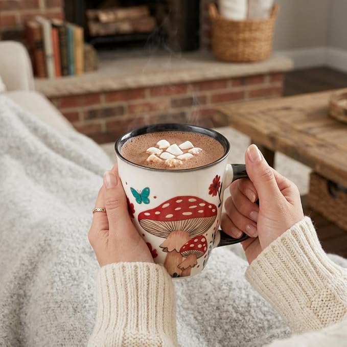 Mushroom Coffee Mug - Heat Changing Tea Mugs for Women Men, 16oz Ceramic Color Changing Cup, Gifts for Mothers Day Christmas