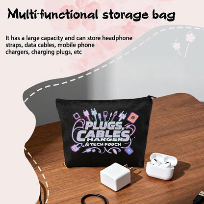 Plug Cable Charger Tech Pouch Charging Cable Organizer Travel Bag Small Usb Wire Storage Bag Earphone Case Pouch Silicone Cord Ties for Electronics Cell Phone Charger Bags for Men Women Charge Wrap