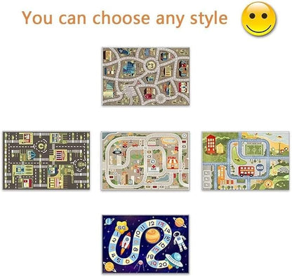 Kid Rug Carpet Playmat for Toy Cars and Train，Play Area Rug with Rubber Backing，Fun Throw Rug，Ideal Gift for Children Baby Bedroom Play Room(140×200cm/55×79in)
