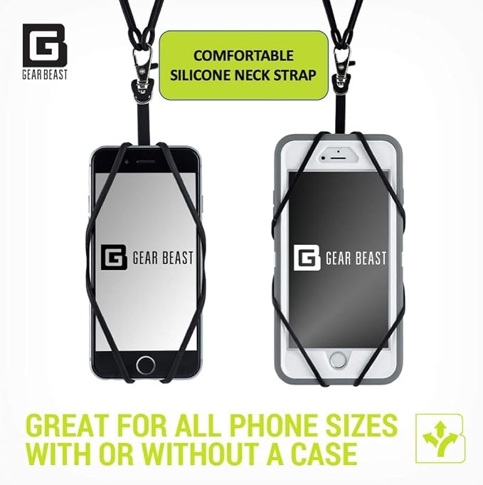 Gear Beast Cell Phone Lanyard - Universal Neck Phone Holder w/Card Pocket and Silicone Neck Strap - Compatible with Most Smartphones, Hot Pink