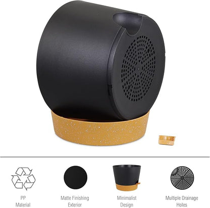 12 inch Large Self Watering Pots, Plant Pots with Mesh Drainage Holes for Indoor Outdoor Plants, Plastic Planters with Deep Reservoir for Garden House Flower Plants, Black with Brown