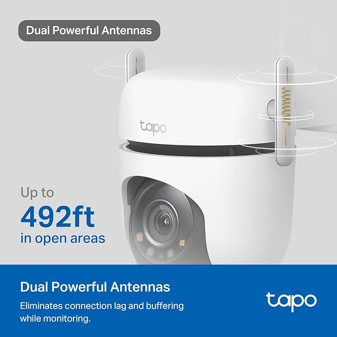 TP-Link Tapo 2K QHD Outdoor Pan/Tilt Wi-Fi Security Camera, 360° View, Motion Tracking, Color Night Vision, Free Person/Vehicle/Motion Detection, Cloud & SD Card Storage, 24/7 Recording, Tapo C520WS…