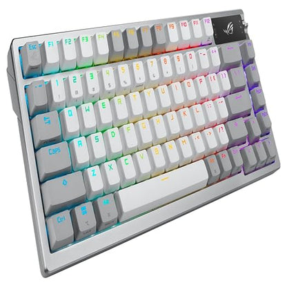 ASUS ROG Azoth Wireless Mechanical Gaming Keyboard – 75% TKL, Tri-Mode Connectivity, Hot Swappable Pre-lubed ROG NX Snow Linear Switches, PBT Keycaps, RGB, OLED Display, PC/Mac Support - White | Tri-Mode Connectivity, Hot Swappable Switches, Pre-lubed ...