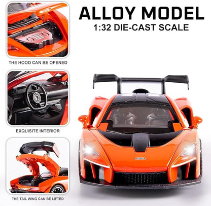 Fast & Furious 1:32 McLaren Senna Diecast Cars,Toy Cars with Light Sound and Pull Back,Birthday Gifts for Boys and Boyfriends(Orange)