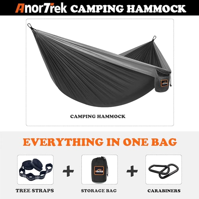 Camping Hammock, Super Lightweight Portable Parachute Hammock with Two Tree Straps Single or Double Nylon Travel Tree Hammocks for Camping Backpacking Hiking