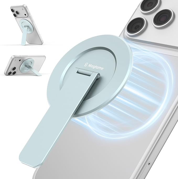Magnetic Phone Stand for Magsafe, Ultra-Slim Snap-on Phone Holder Kickstand,180° Adjustable Angle Damping Design Cellphone Grip, Blue