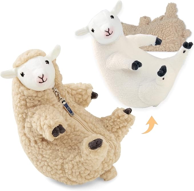 Furvana Shaved Sheep Stuffed Animal, Sheep Plush Toy, Cute Plushie for Girls, Sleeping Pet Buddy, Lamb Stuffed Animal Best Birthday Gifts for Women Boys Teens, Small Plush Toy