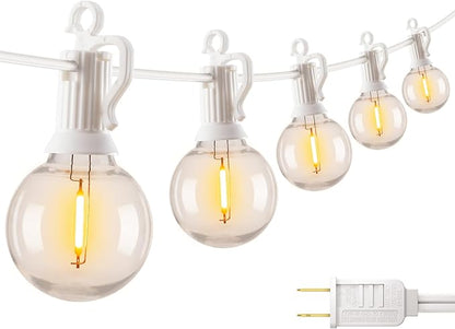 Brightown 69 Feet LED Outdoor String Lights with Shatterproof G40 Edison Bulbs, Connectable and Weatherproof Strand, Commercial Grade Patio Lights for Backyard Garden Patio Decorative, White