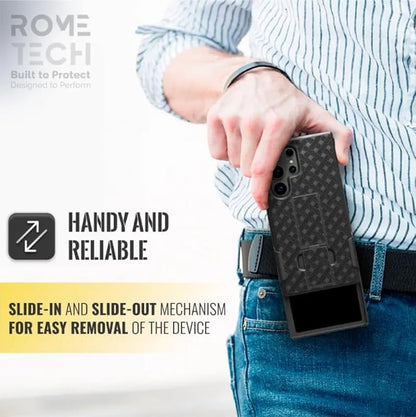Designed for Samsung Galaxy S24 Ultra Case with Belt Clip Holster | Rugged Holster & Protective Phone Case Combo with Anti-Slip Texture - Black